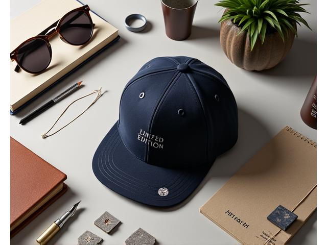 Creative flat-lay of Limited Edition cap with accessories