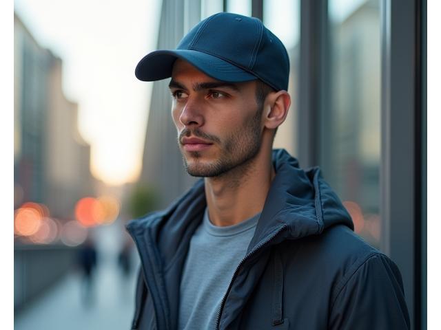 Model wearing The Sport-Luxe Series cap in urban setting